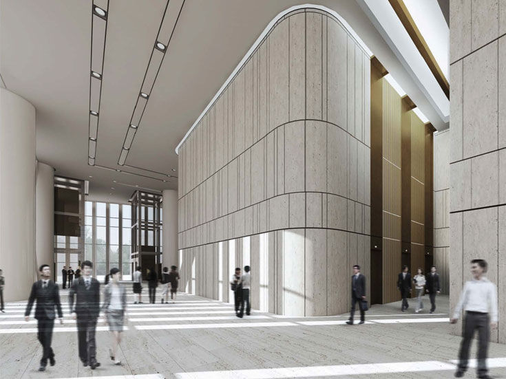 上海綠地廣場大廈寫字樓大廳設(shè)計-第3張圖片-上海古都建筑設(shè)計集團(tuán)
